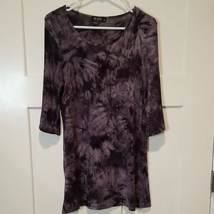 Come Together California Black & Gray Tie Dye 3/4 Sleeve Mini Dress Size Large